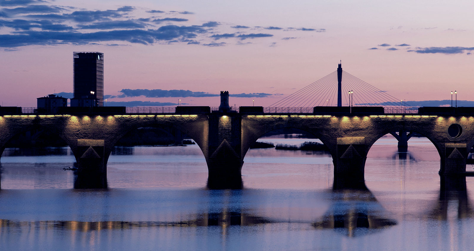 Puente de Palmas y skyline de Badajoz